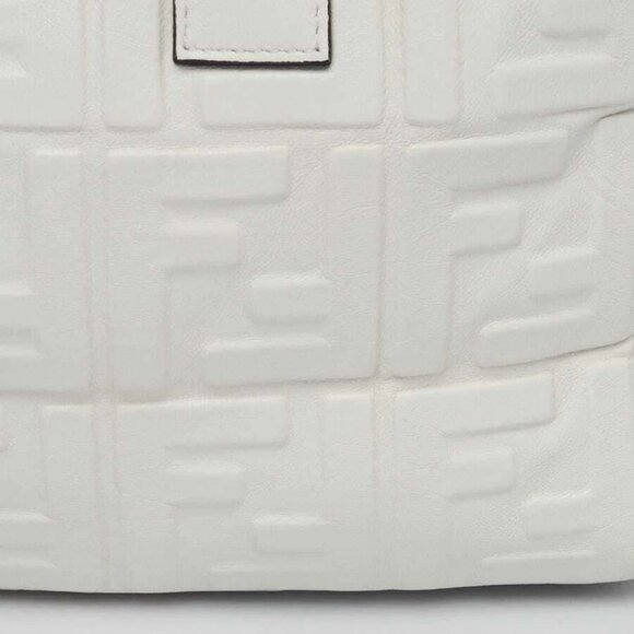 Fendi White Embossed FF Leather Bauletto Piccolo 1974 Bag 8BL141 - Picture 2 of 11